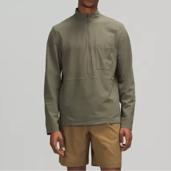 Lululemon Woven air Half zip. Size Medium. Olive Green. - Picture 2 of 6